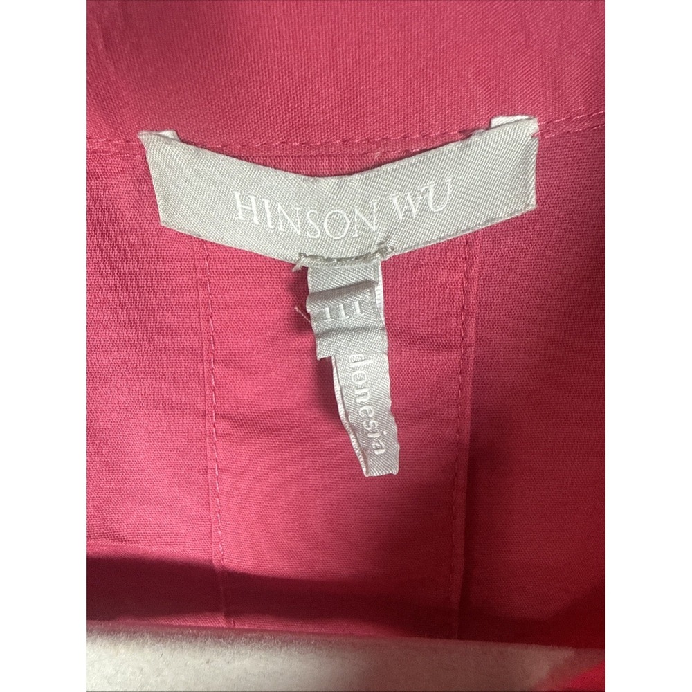 Hinson Wu Aileen 3/4 Sleeve Button Back Dress in Pink Pockets Women's Size M - Picture 5 of 8